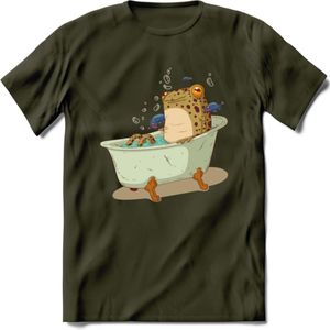 Badkuip kikker onderwater T-Shirt Grappig | Dieren reptiel Kleding Kado Heren / Dames | Animal Skateboard Cadeau shirt - Leger Groen - M