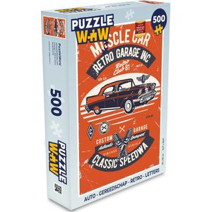 Puzzel Auto - Gereedschap - Retro - Letters - Legpuzzel - Puzzel 500 stukjes