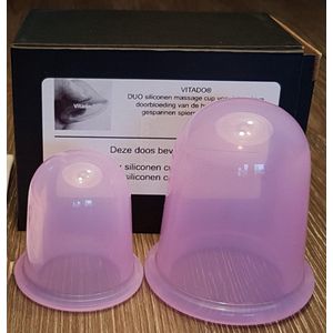 Anti cellulite Cups DUO voor benen en billen – Cellulitis Cups – Lichaam & Gezicht – Vacuüm Massage Cups – Silicone Cuppingset – PAARS – 2 Stuks - 1 Medium 5.5 cm - 1 Large 7.0 cm DUO set PAARS