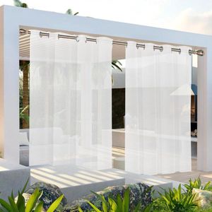Outdoorgordijnen waterdicht en winddicht - set van 2 - 213 x 132 cm - wit transparant - voor balkon terras paviljoen