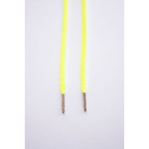 Schoenveters rond - koord fluo geel - 100cm met zilveren nestels veters rond veters voor wandelschoenen, werkschoenen en meer