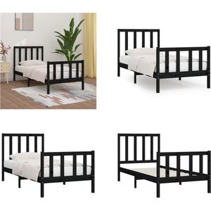 vidaXL Bedframe massief hout zwart 100x200 cm - Bedframe - Bedframes - Eenpersoonsbed - Bed