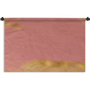 Wandkleed Luxe patroon - Luxe patroon met gouden verfvegen tegen een roze achtergrond Wandkleed katoen 90x60 cm - Wandtapijt met foto