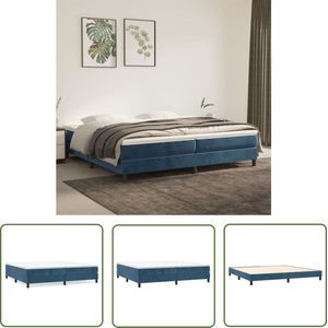The Living Store Bedframe zonder matras 200x200 cm fluweel donkerblauw - Boxspring Frame - Tweepersoons Bed - Fluweel Bed - Donkerblauwe Bed - Bed Frame