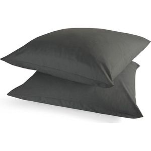 Dindi Home Kussensloop Plain Beauty - 2x 60x70 - 70% gerecycled Katoen / 30% Katoen - Zwart