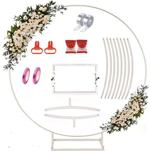 trouwboog, bruiloftsboog, witte trouwboog, bruiloft, bruiloftsboog, rond, 2 m, ballonboogframe met voet, balloncirkel frame met standaard, ballonring