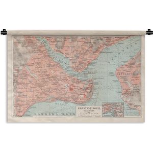 Wandkleed Antieke Keizerrijken in kaart - Oude stadskaart van Constantinopel Wandkleed katoen 180x120 cm - Wandtapijt met foto XXL / Groot formaat!