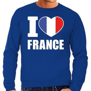I love France supporter sweater / trui voor heren - blauw - Frankrijk landen truien - Franse fan kleding heren S