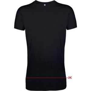 Set van 2x stuks extra lang formaat basic heren t-shirt zwart - Longfit - 100% katoen., maat: 2XL