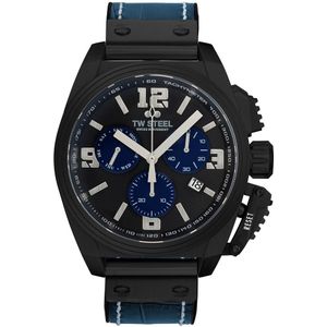 TW Steel TW1117 Canteen Swiss Movement Steel Chrono Blauw Leer 46mm