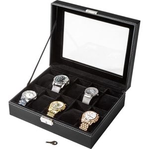 Tectake 401537 Horloge box - Kist - Zwart - 10 horloges