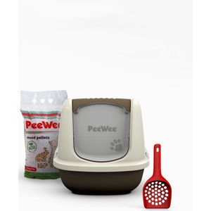 PeeWee XXL kattenbak EcoDome Startpakket Bruin/Ivoor - 66,5 x 48,5 x 46,5 cm