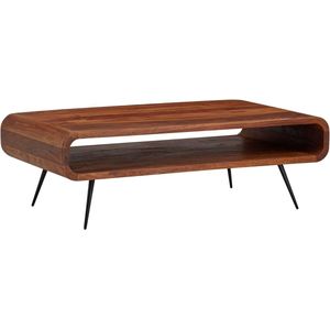 Moderne Salontafel Massief Sheesham Hout en Metaal met Opbergruimte - Rechthoekige Bijzettafel voor de Woonkamer