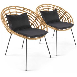 Oviala - Set van 2 ronde tuinstoelen van gevlochten kunsthars