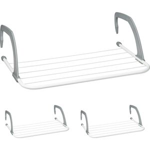 Relaxdays droogrek hangend - set van 3 - 3 m drooglengte - voor balkon - radiator - staal