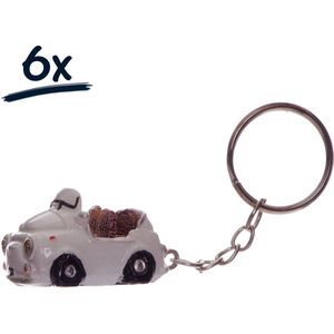 6x sleutelhangers auto Cars cabrio decoratie babyborrel babyshower knutsel hobby bedankje geschenk weggeefgeschenk themafeest