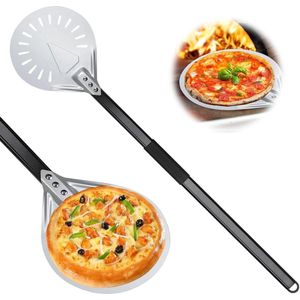 8-inch Harde-Geanodiseerde Pizzaschep - Lange Handgreep van Legering - Geperforeerde Pizzaschuiver van 80 cm - Premium Aluminium Pizzaschep voor Brood en Cake