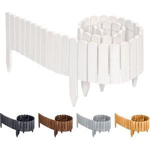 Garronda Rollborder - Flexibele houten - Gazonafscheiding - Palissade padenafscheiding - kan worden ingekort - Wit - Hoogte: 40 cm, hekje 200 cm