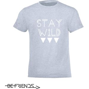 Be Friends T-Shirt - Stay wild - Kinderen - Licht blauw - Maat 6 jaar