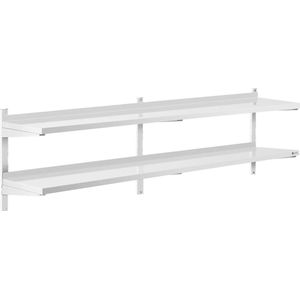 Royal Catering Wandrek van roestvrij staal - 2 planken - 40 x 200 cm