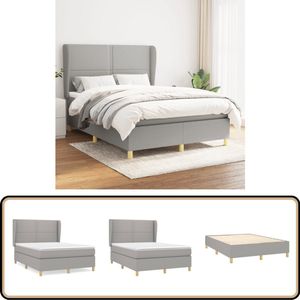 vidaXL Boxspring - Stof - Lichtgrijs - 140x200 cm Boxspringbed - Slaapcomfort - Pocketveermatras - Hoofdbord - Licht Grijs