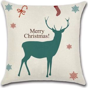 Sierkussen Kerst - Groen Hert - Sierkussen - Kerst - 45x45 cm - Sierkussen - Polyester