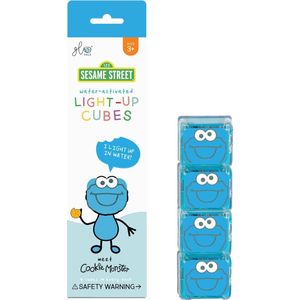 Glo Pals Cookie Monster light up cubes, 4 stuks, blauw, Sesamstraat
