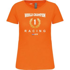 Dames T-shirt krans World Champion 2023 | Max Verstappen / Red Bull Racing / Formule 1 Fan | Wereldkampioen | Oranje dames | maat XL