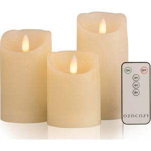 Ozocozy - LED Kaarsen met Afstandsbediening - Wit - Led Kaarsen met Bewegende Vlam - Kaarsen op Batterijen - Veilig & Duurzaam - Realistische Kaarsen - Kerstverlichting - Wax - Cadeau