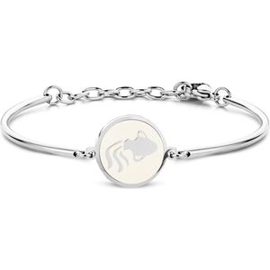 CO88 Collection Zodiac 8CB 90320 Stalen Armband met Hanger - Sterrenbeeld Waterman 15 mm - One-size - Zilverkleurig / Wit