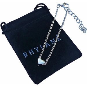 Zilverkleurig armbandje met hart bedel 15 cm + 5 cm verstelbaar - Rhylane