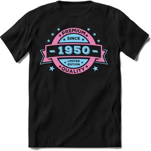 1950 Premium Quality | Feest Kado T-Shirt Heren - Dames | Licht Roze - Licht Blauw | Perfect Verjaardag Cadeau Shirt | Grappige Spreuken - Zinnen - Teksten | Maat S