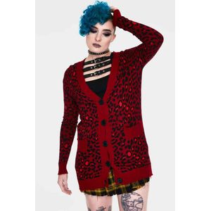 Jawbreaker - Maneater Red Leopard Print Oversized Lange cardigan - M - Rood