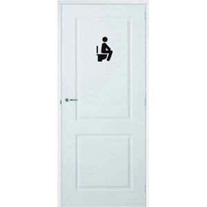 Deursticker Man Op Wc - Zwart - 20 x 30 cm - toilet raam en deur stickers - toilet