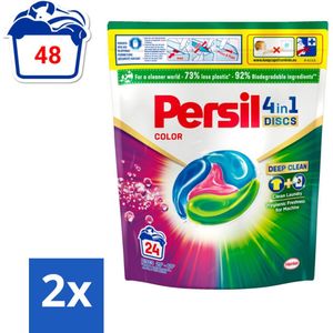 Persil - Wasmiddelcapsules - 4-In-1 Discs - Gekleurde Was - 24 Wasbeurten - Voordeelverpakking - 2 stuks