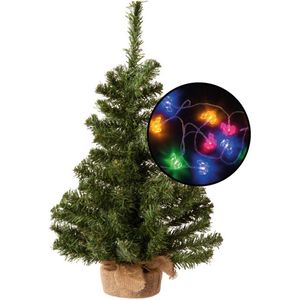 Kleine kunst kerstboom - groen - incl. paarden thema lichtsnoer - H60 cm