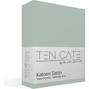 Ten Cate Hoeslaken - Hoeslaken Topper 90x200 - Hoeslaken 90x200 - Geschikt voor Topper 90x200 - Katoensatijn - Topdekmatras 90 x 200 - Hoekhoogte 10 cm - Mint