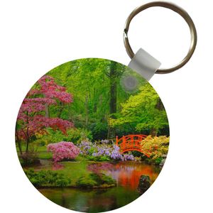 Sleutelhanger - Brug - Japans - Botanisch - Bomen - Bloemen - Plastic - Rond - Uitdeelcadeautjes