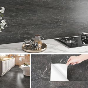 Tegelstickers Grijs Marmer - Zelfklevende Wandtegels voor Keuken en Badkamer 60x30 cm