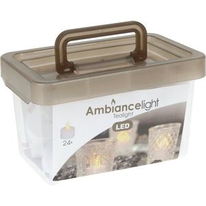 Ambiance light waxinelichtjes/theelichten - 24 stuks - LED - batterijen - kunststof - D3,8 cm