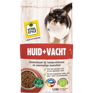 VITALstyle Huid+Vacht - Kattenbrokken - Ondersteunt Bij Huidproblemen En Extreem Verharen - Met o.a. Mariadistel & Heermoes - 1,5 kg