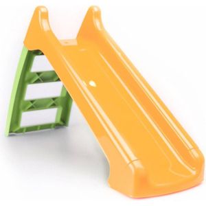 Kleine glijbaan met wateraansluiting oranje en groen 120 cm – peuterglijbaan Léo