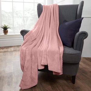 Flanel Fleece Ultra Zachte Grote Deken Gooi over Pluizige Warme Sprei voor Slaapkamer Eenpersoonsbed Sofa Bank, Blush Roze - 120 x 150cm