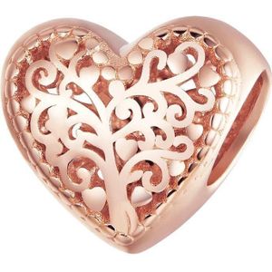 Hart tree of life rose gold bead | levensboom rose goud bedel | Zilverana | geschikt voor alle bekende merken | 925 zilver | moederdag