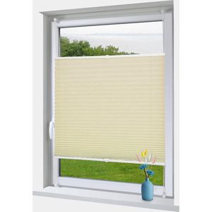 rolgordijn Klemmfix zonder boren lichtdoorlatend Crushed Look Vouwgordijn voor ramen en deuren Easyfix crème 50x130cm