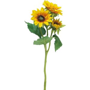 Bellatio Design Kunstbloem Zonnebloem Helianthus - 37 cm - losse steel - kunst zijdebloem - 3 bloemen
