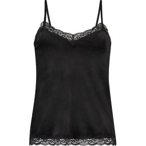 Hunkemöller Dames Nachtmode Cami top Velours Lace - Zwart - maat S