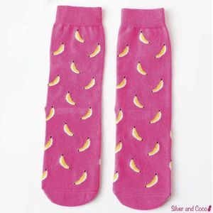 SilverAndCoco - Banaan Sokken / Gekke Vrolijke Foute Sokken / Leuke Grappige Dikke Warme Heren Vrouwen Socks / Verjaardag Sok Outfit Katoen / Mannen Vrouwen Sinterklaas Schoen Kerst Cadeau met Tekst Bananen