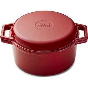 The Tasman Dutch Oven en Grill - Kookpot - Gerecycled Gietijzer - met Grill deksel - Ø29 cm – Rood