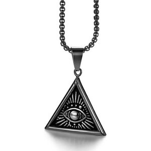 Mendes heren ketting Edelstaal Egyptisch Alziend Oog Zwart